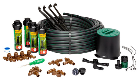 Rain Bird 32HE in-ground rotor pops up to irrigate evenly across your lawn
