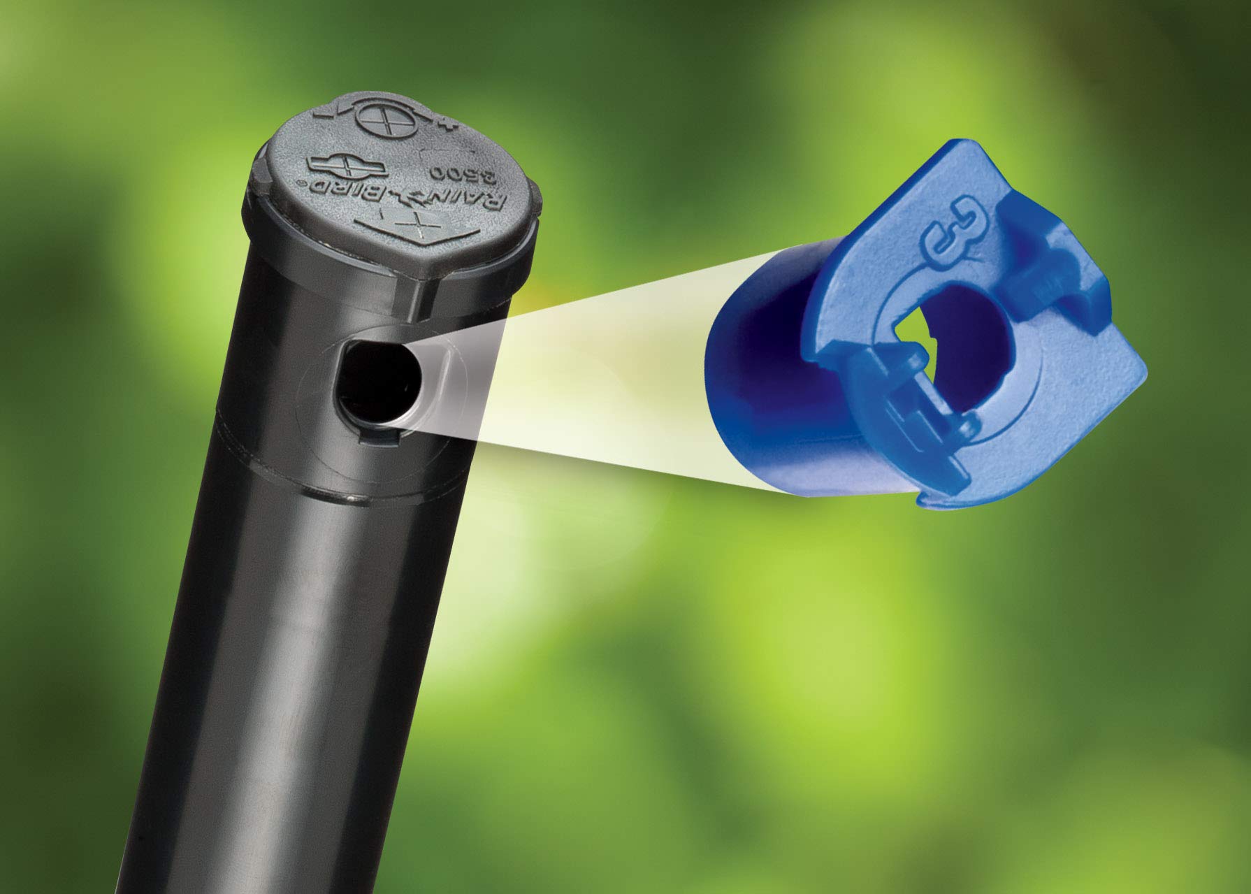 Removable filter and nozzle on Rain Bird 32SA simplify maintenance.