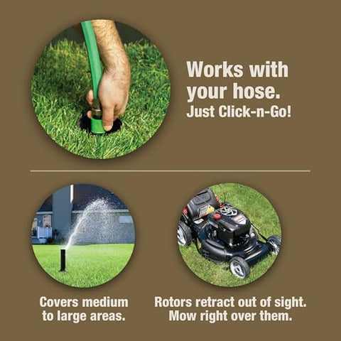 Rain Bird 4-inch pop-up rotary sprinkler clears tall grass for full coverage