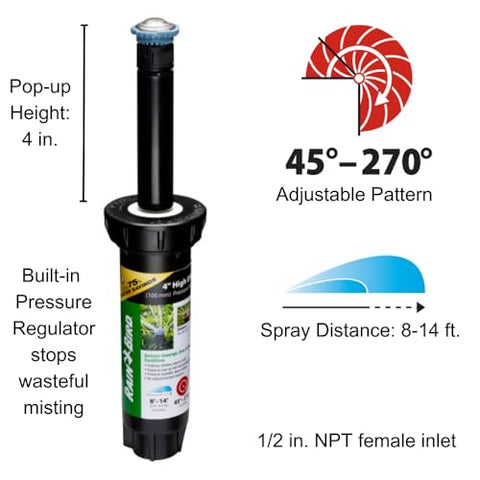 Rain Bird 8SAPROPR with 4-inch pop-up height for low-clearance spaces.