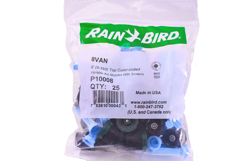 Rain Bird 8VAN adjustable arc nozzle provides precise lawn watering with a 6–8 ft spray range
