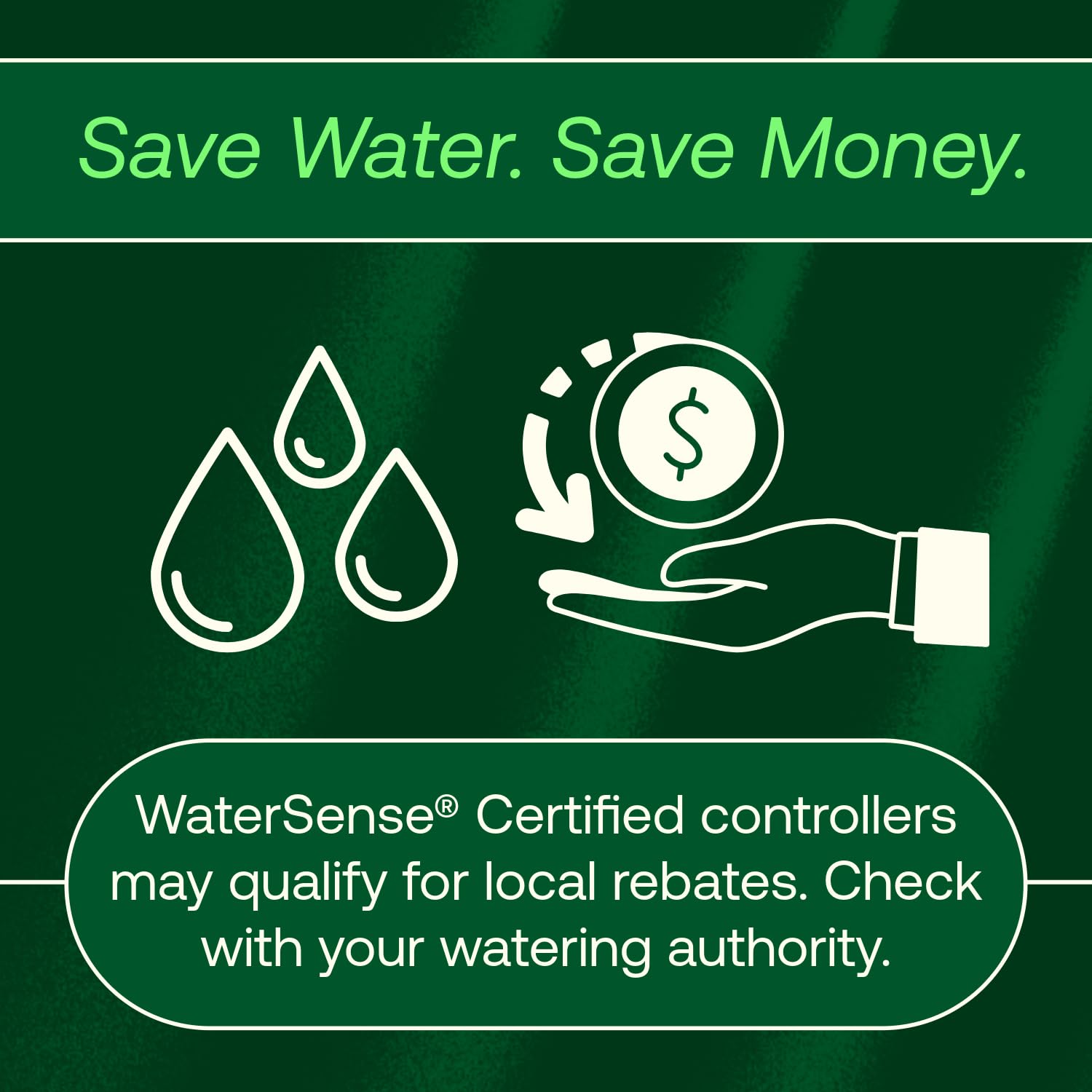 Rain Bird ARC6 six zones with program A,B,C for tailored watering.