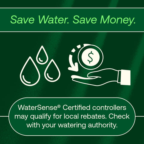 Rain Bird ARC6 six zones with program A,B,C for tailored watering.