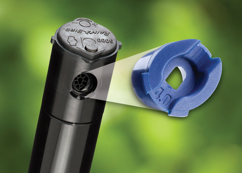 Rain Bird closed-case rotor shields gears from debris during watering.