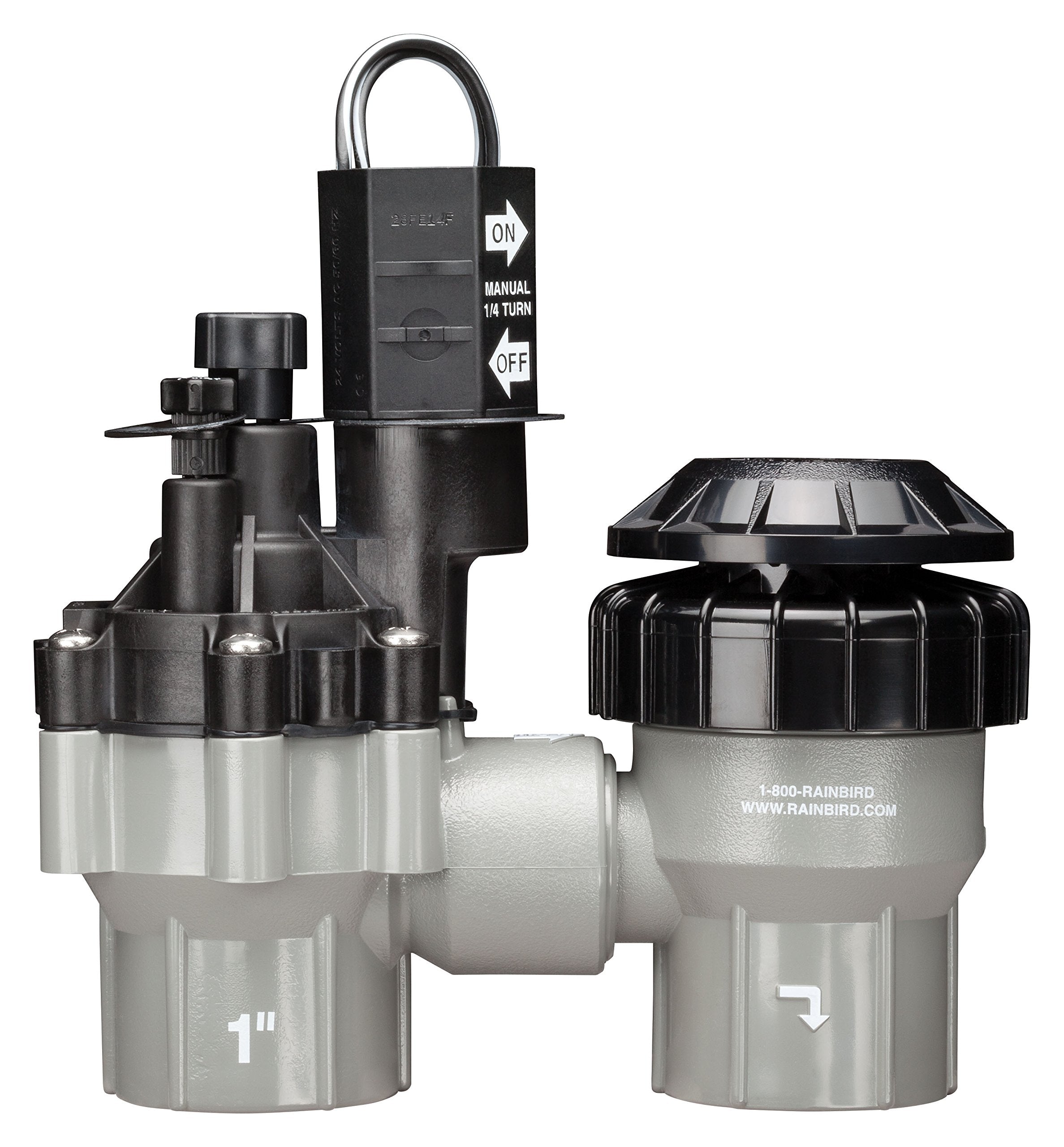 Rain Bird DASASVF100 valve front view with visible flow control knob for precise adjustment