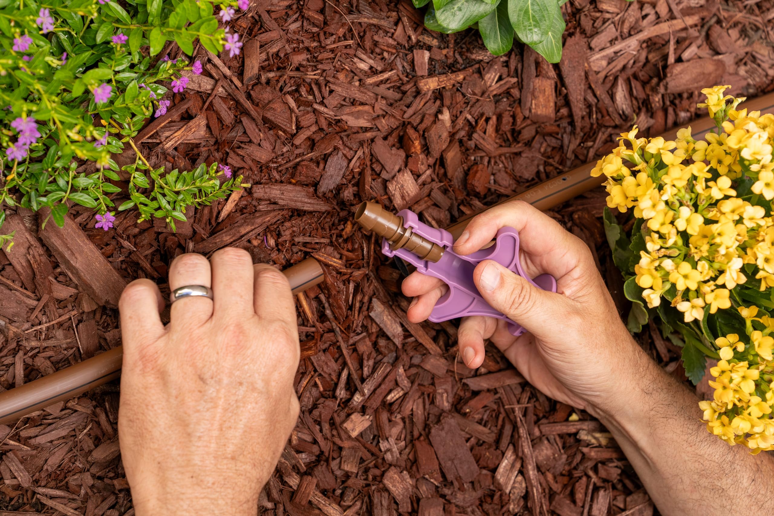 Rain Bird FT/50S ergonomic tool in purple aids comfortable use.