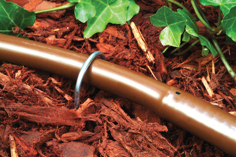 Ten-pack of galvanized stakes stored in a convenient plastic bag.