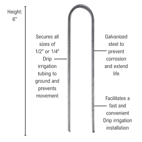 Rain Bird GS50/10PS stake's 6-inch bent-leg design prevents tubing from lifting at the root zone.