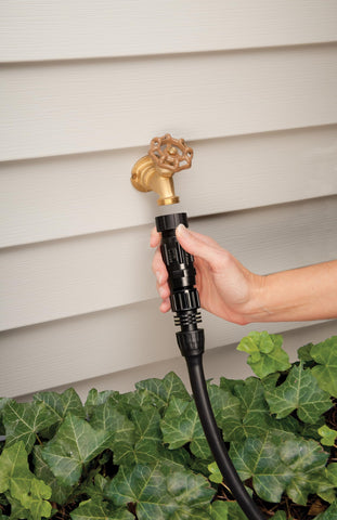 Rain Bird regulator supports up to 20 gpm flow for efficient drip distribution.