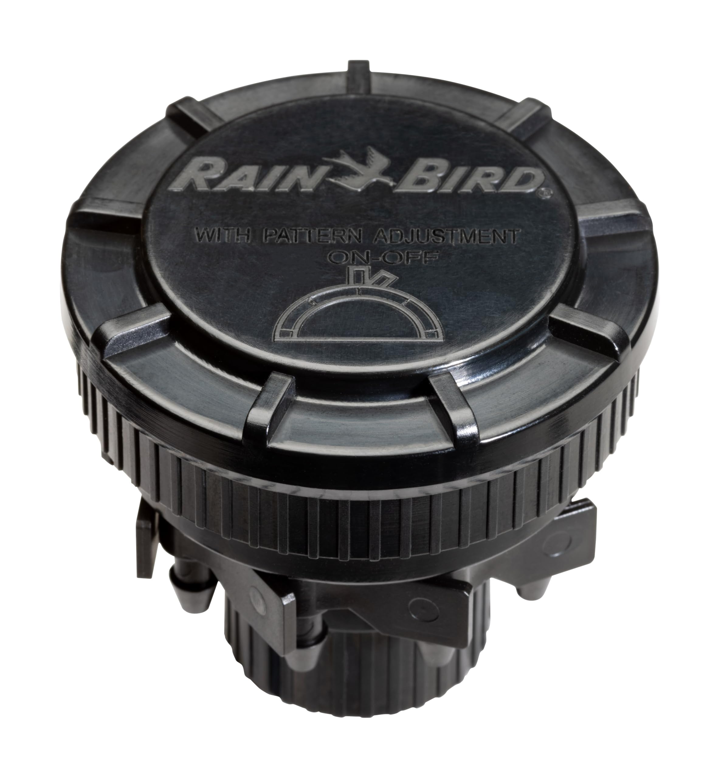 Rain Bird lever-adjustable ports enable on/off or regulated flow.