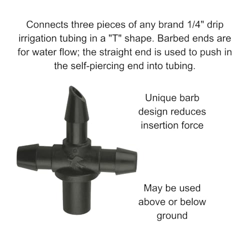 Rain Bird one-quarter-inch drip-tubing connections enable flexible irrigation layouts for small gardens.