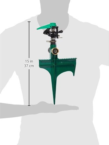 Rain Bird P5RLSP water saver arm reduces splash near structures.