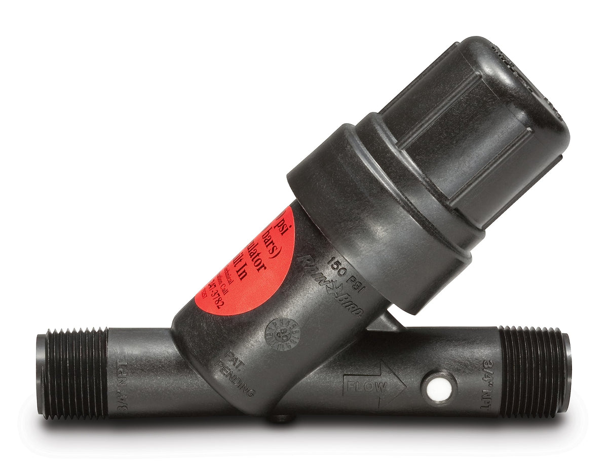 Rain Bird PRF07530S inline filter and regulator front view for drip irrigation.