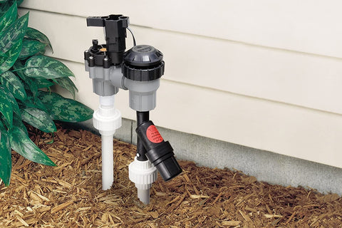 Rain Bird PRF07530S installed in-line to protect downstream drip components.
