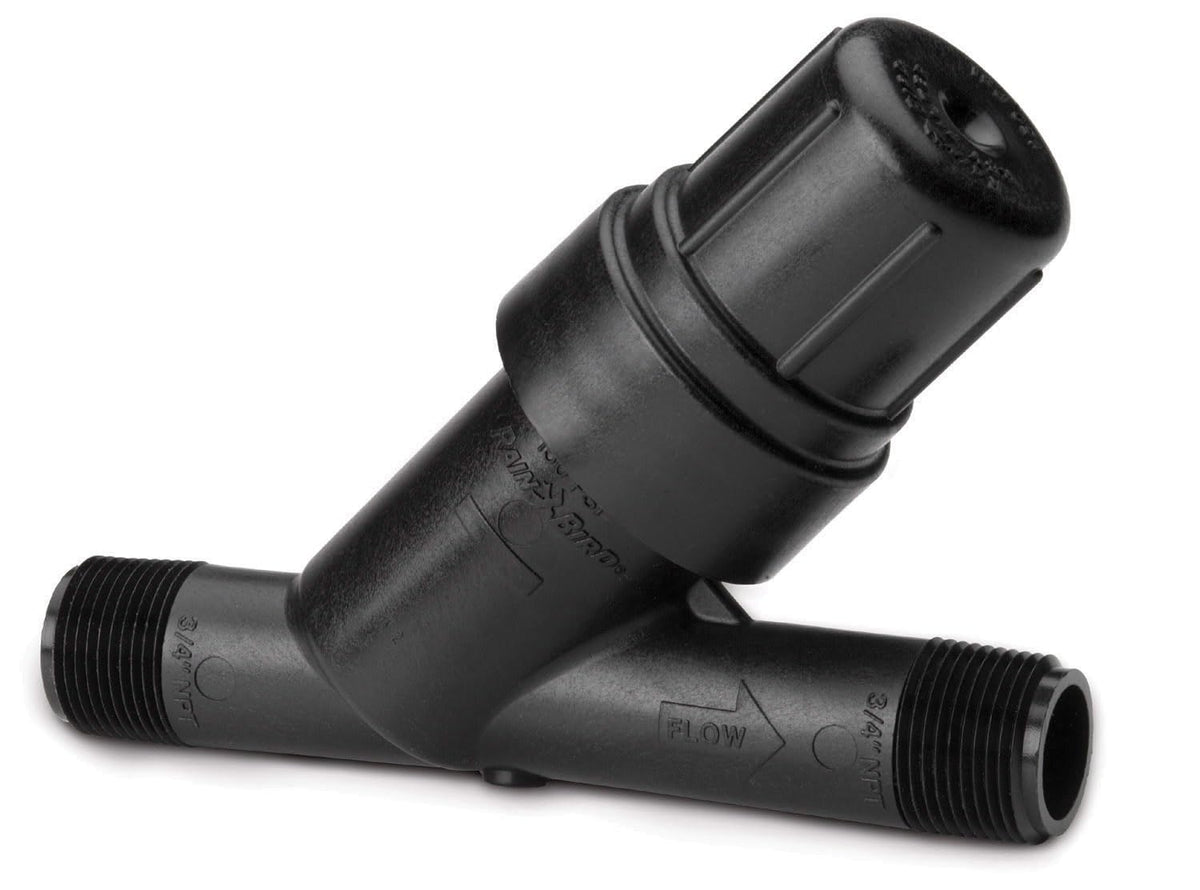 Rain Bird RBY075S filter cap showing tight seal for easy cleaning access.