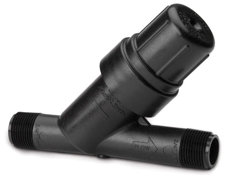 Rain Bird RBY075S filter cap showing tight seal for easy cleaning access.