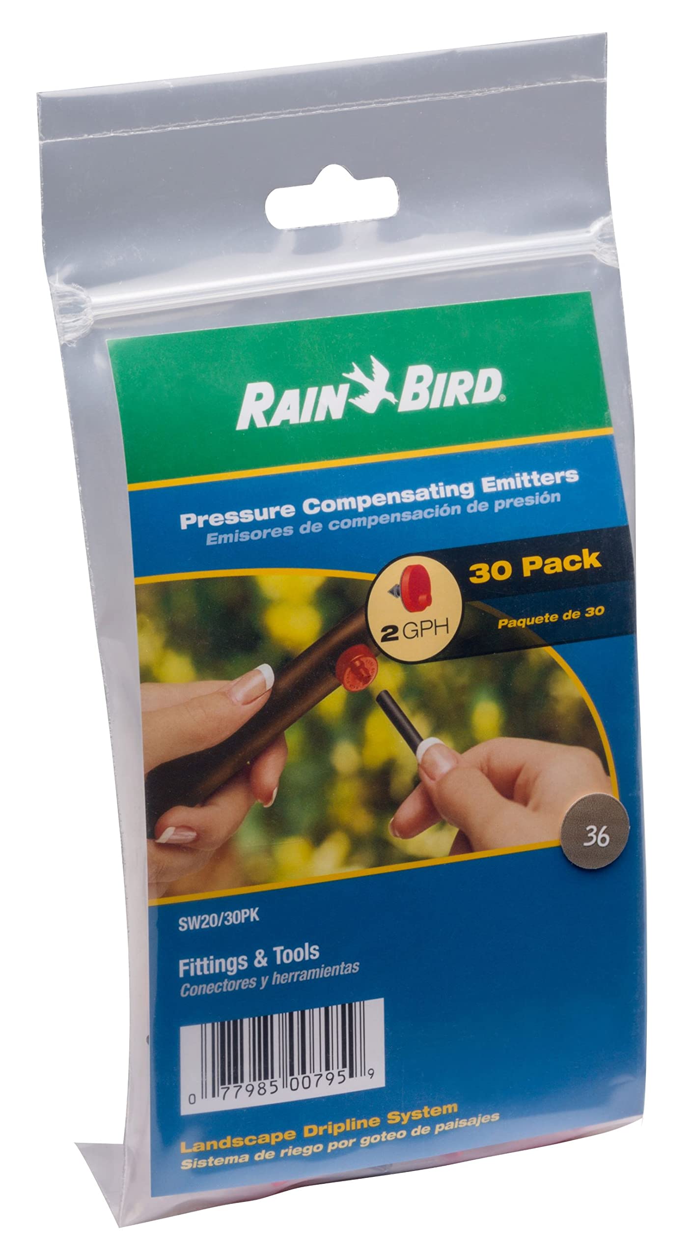 Rain Bird pressure-compensating design maintains uniform flow along tubing
