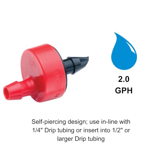 Rain Bird drip emitter installed on tubing highlighting easy self-piercing connection