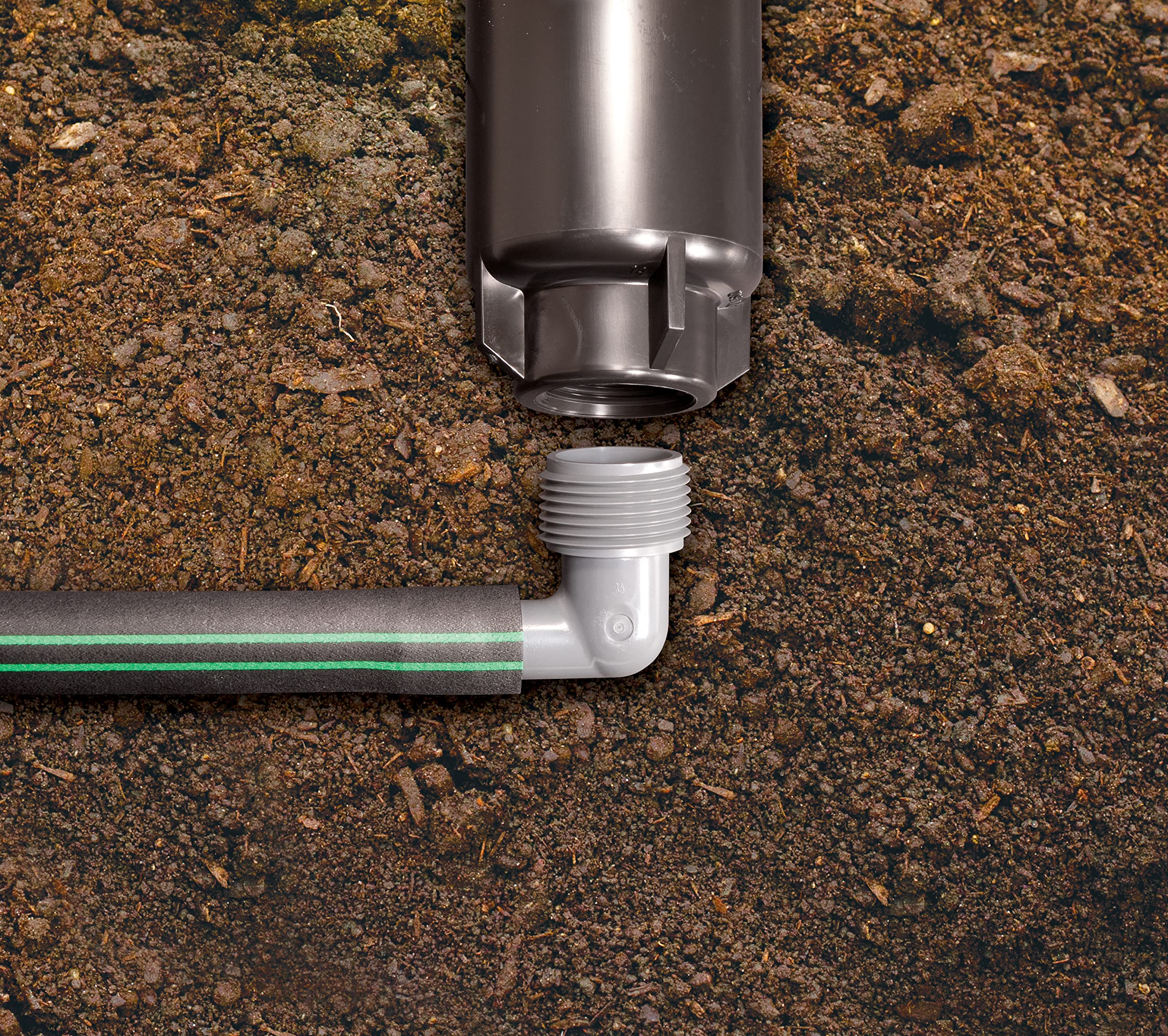 Rain Bird EZ Pipe elbow enables easy, twist-in installation around hardscapes with reduced leaks.