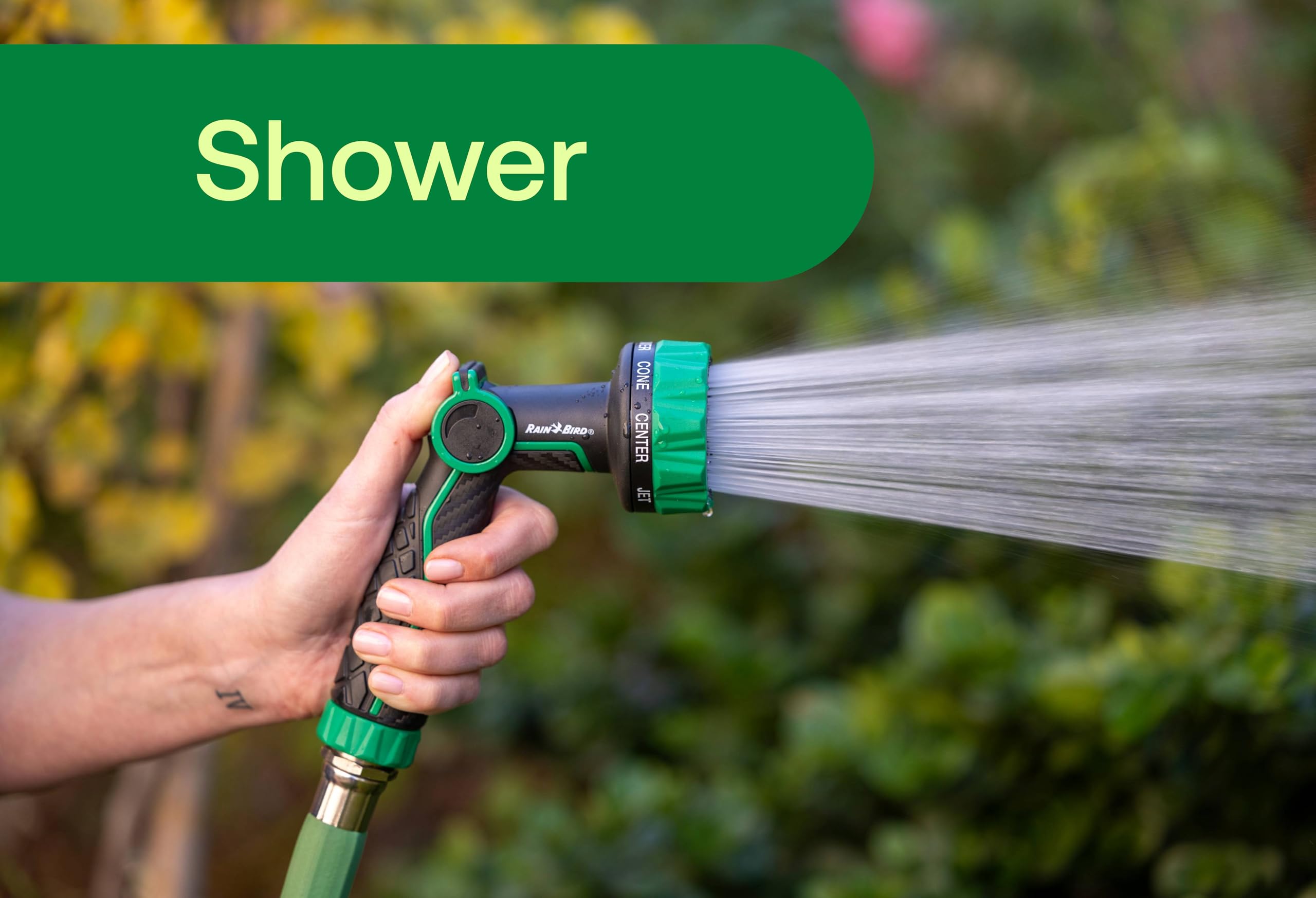 Rain Bird TCNZL8P nozzle has a swiveling inlet to prevent hose twisting