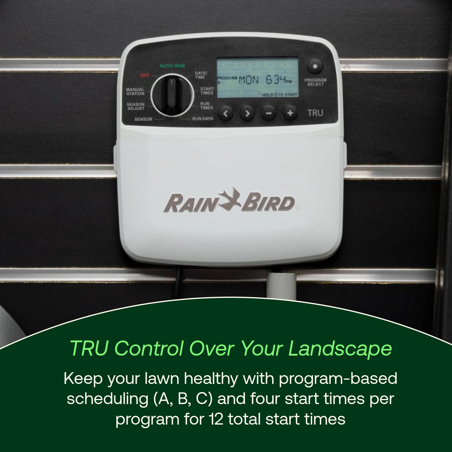 Rain Bird TRU6I LCD display provides at-a-glance plan visibility
