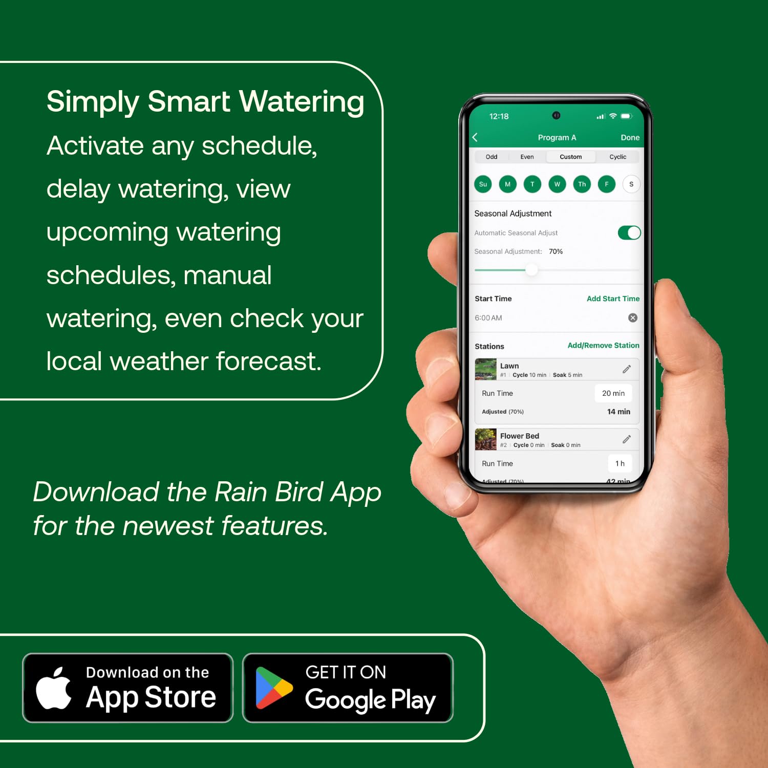 Rain Bird TRU8IW app control enables scheduling from anywhere.