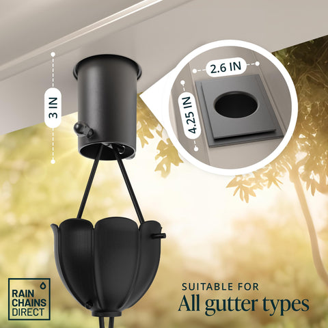 Rain Chains Direct black adapter installation-friendly design enables quick setup.