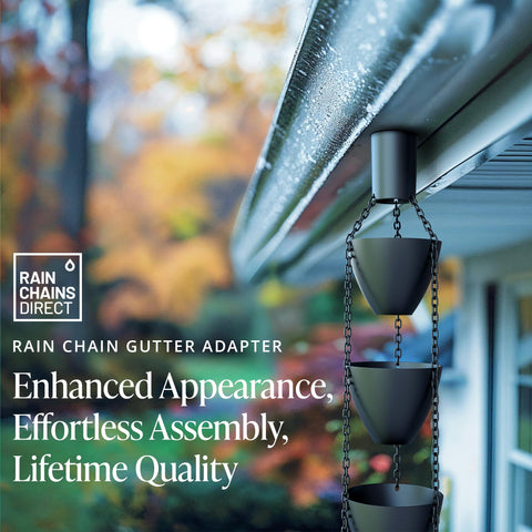 Rain Chains Direct black adapter improves water flow toward your rain chain during rain.