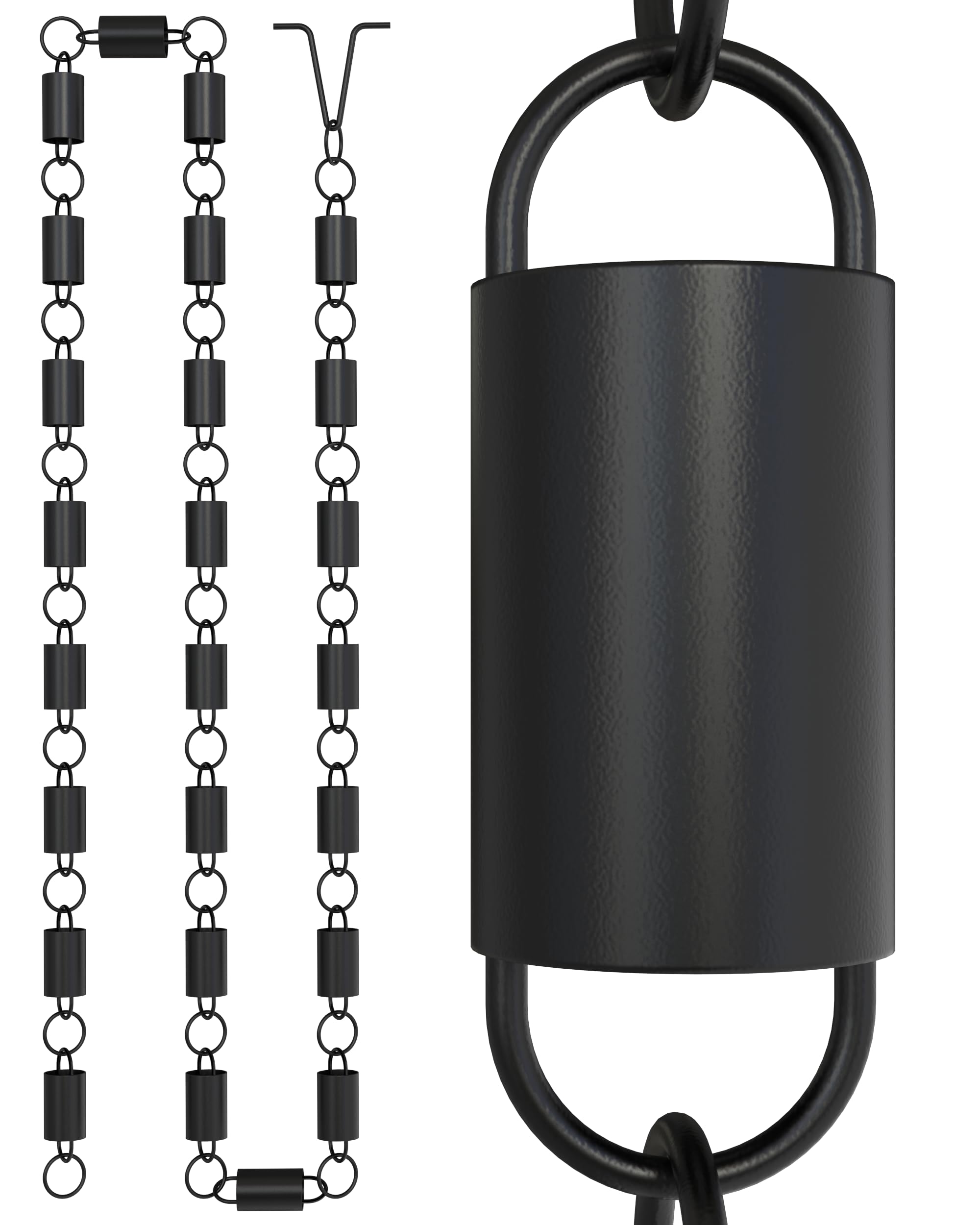 Rain Chains Direct Channel Link 8.5ft black aluminum for gutters.