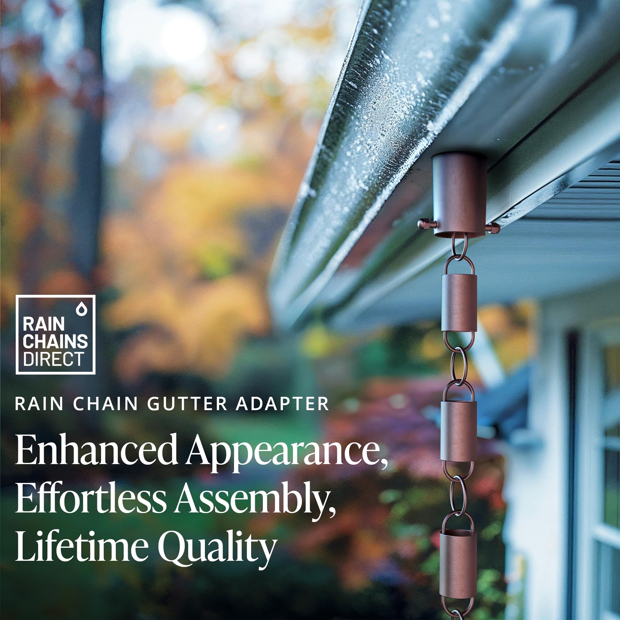 Close-up of Rain Chains Direct copper adapter showing craftsmanship.