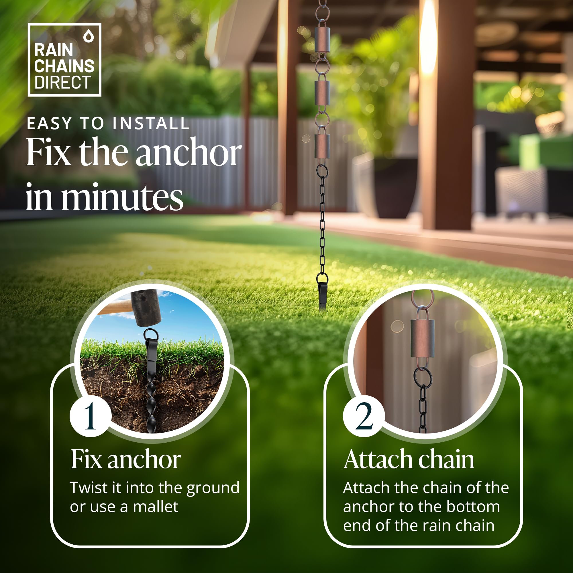 Rain Chains Direct curb-appeal anchor elevates entryways with a sleek black finish