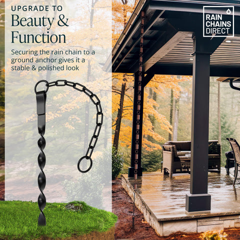 Rain Chains Direct anchor installation shows tools-free setup for quick rain chain mounting