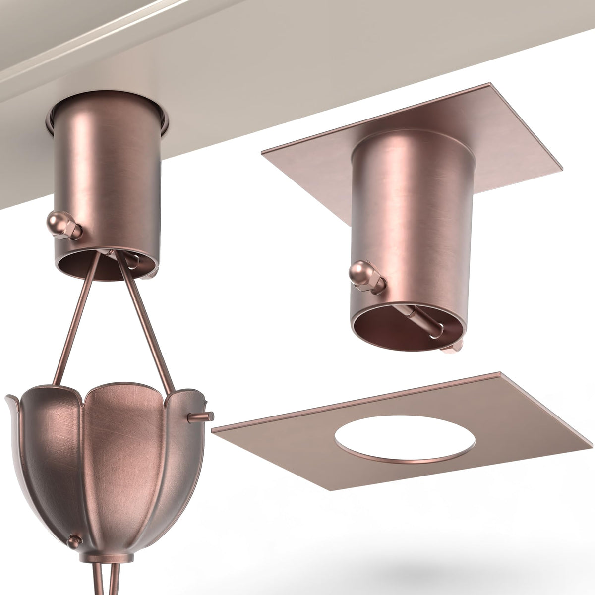Rain Chains Direct copper gutter adapter in use for seamless connection.