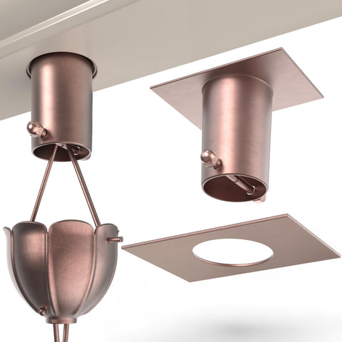 Rain Chains Direct copper gutter adapter in use for seamless connection.