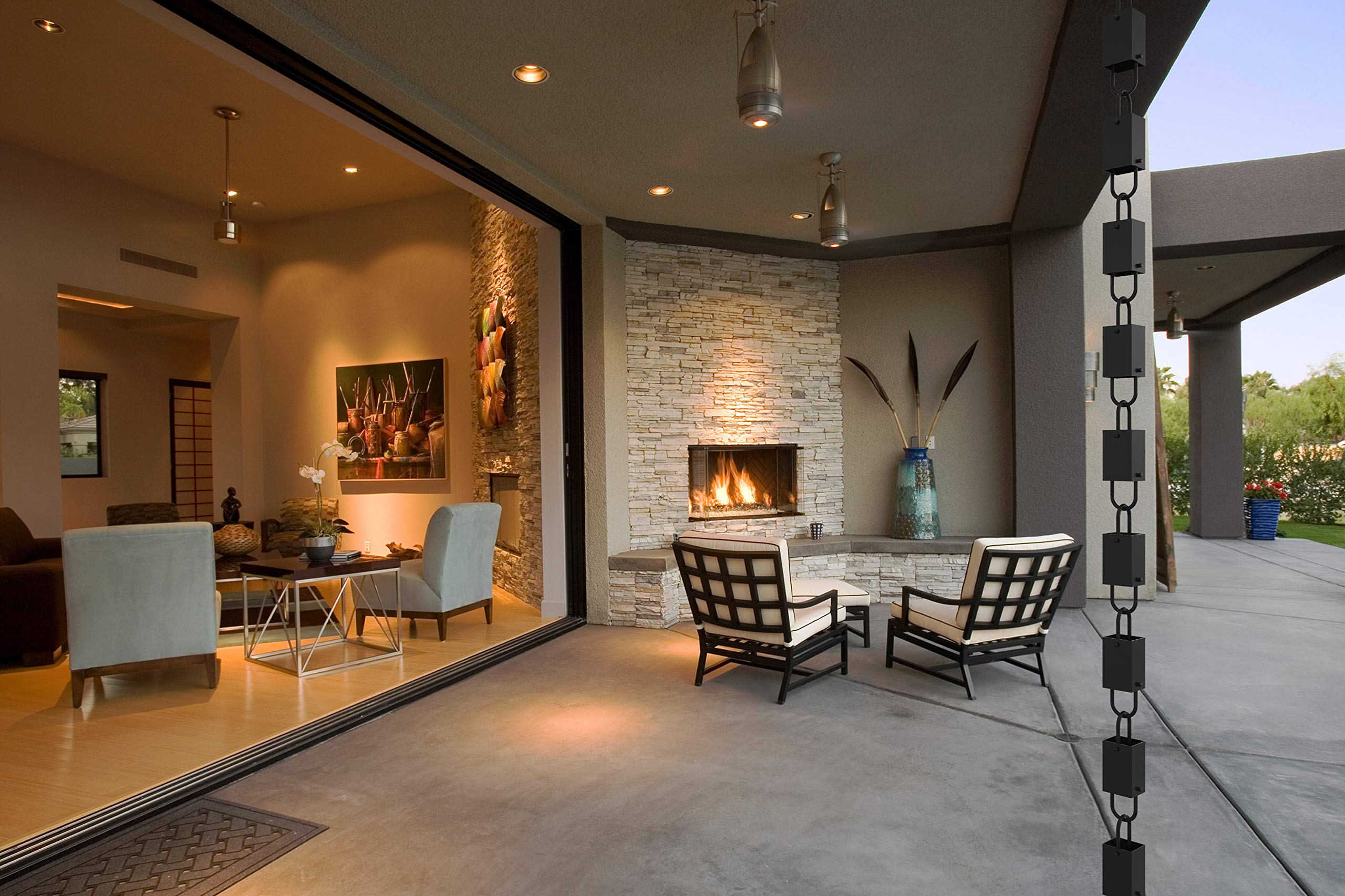 Rain Chains Direct square link weather-resistant black finish endures seasonal rain.