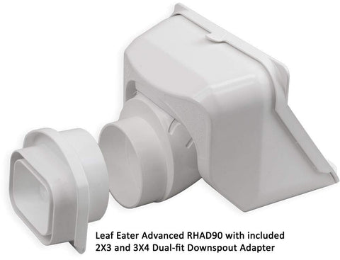 Rain Harvesting Leaf Eater Advanced angled 955-micron mesh captures small leaves.
