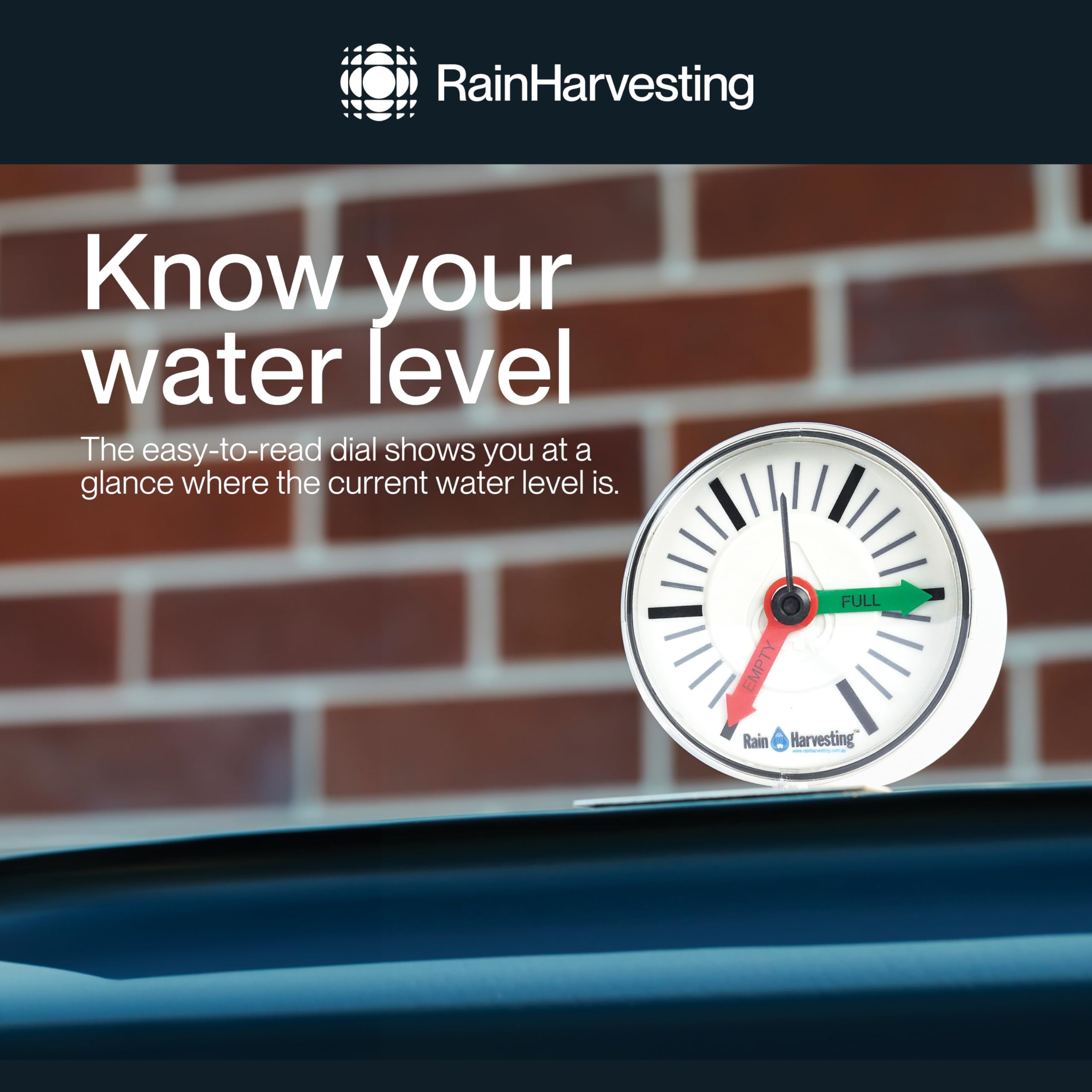 Rain Harvesting Tank Gauge installed on a tank, showcasing easy setup for reliable monitoring.