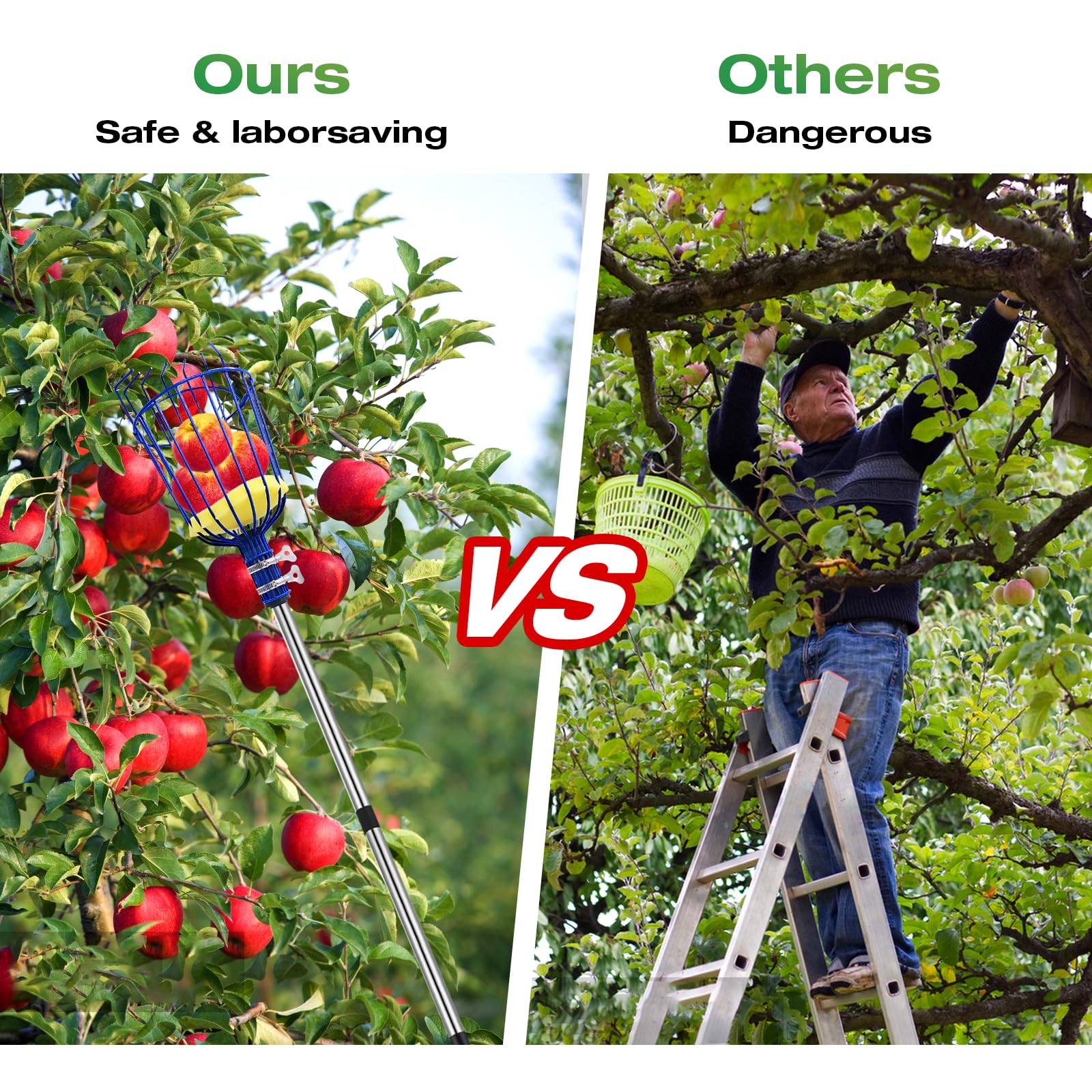 RAIN SPIRIT foam-padded basket protects delicate fruit during harvesting.