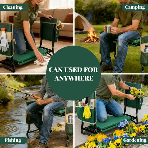 RAIN SPIRIT outdoor kneeler in action suits gardening, car washes, and camping.
