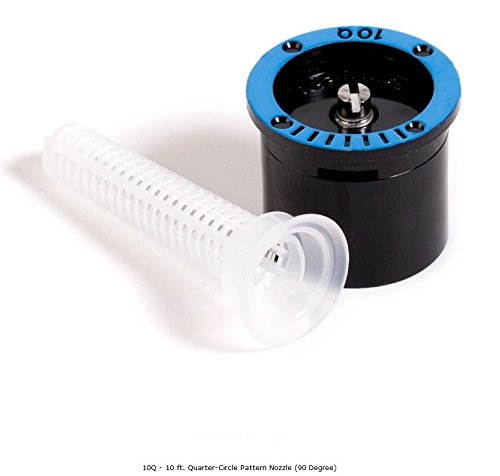 Rain Bird fixed nozzle with 10 ft quarter-circle spray for even yard watering.