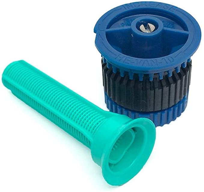 Rain Bird HE-VAN-10 nozzle with wind-resistant droplets for efficient watering.