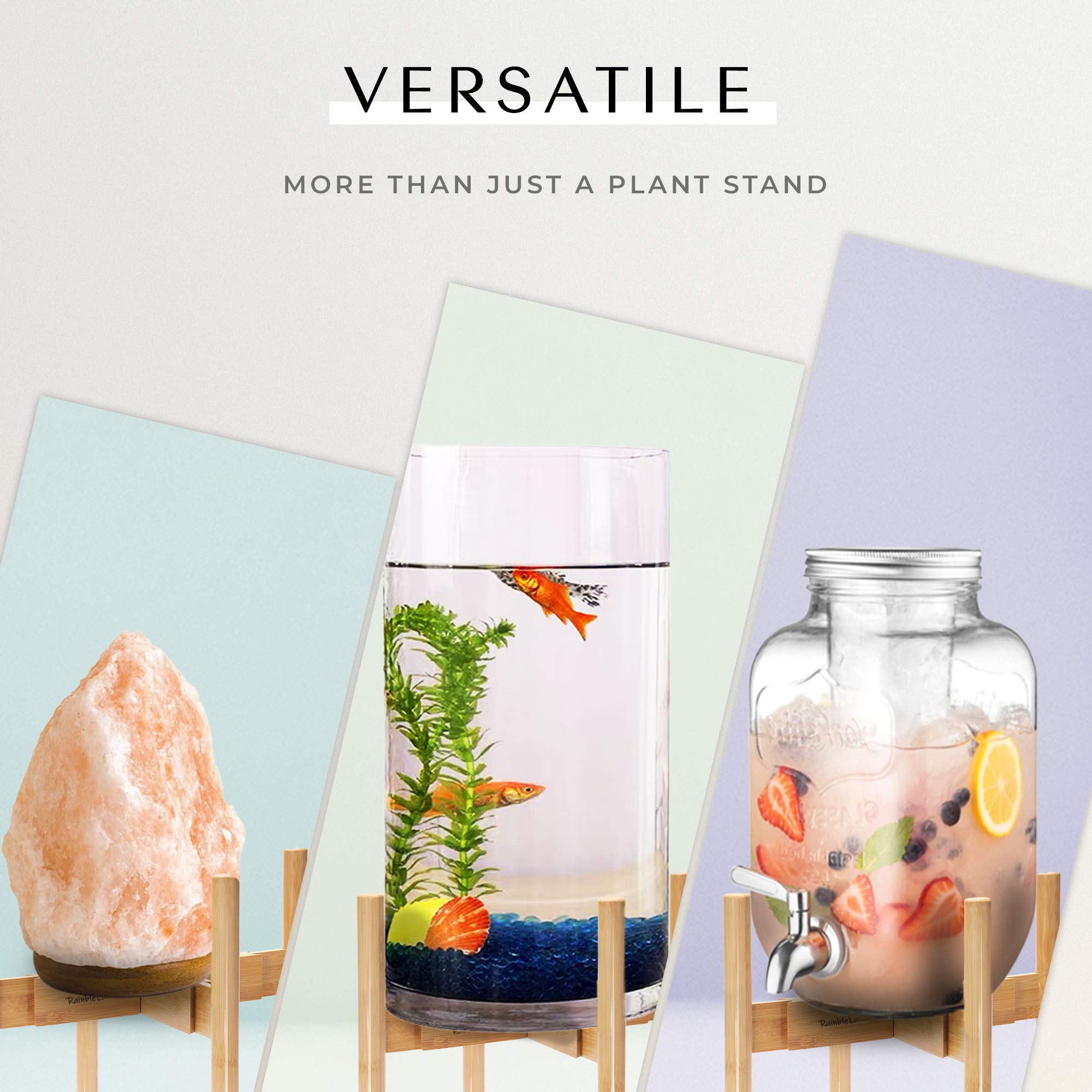 RAINBLELAND versatile stand complements indoor decor with plants, lamps, or small displays.