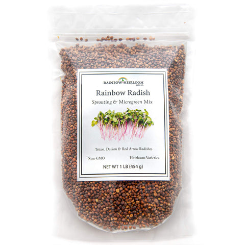 Rainbow Heirloom Seed Co. rainbow radish sprouting seed mix for vibrant home microgreens