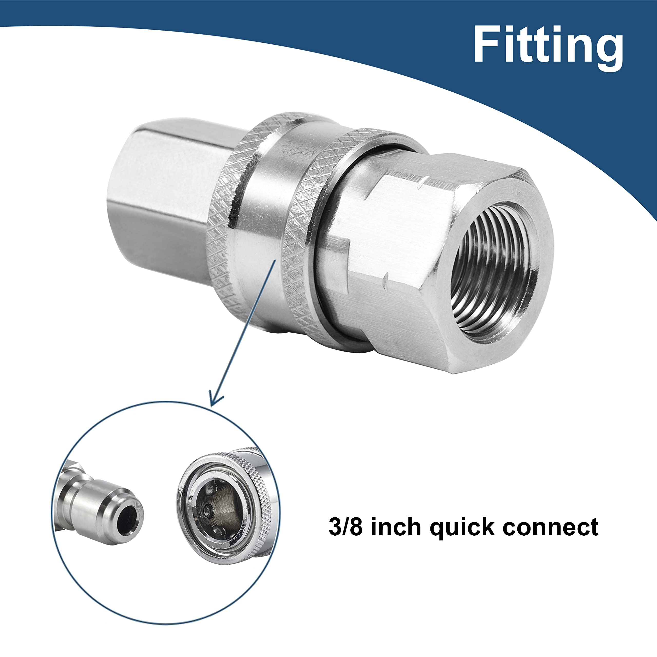 Raincovo 38-inch NPT female thread fittings seal tight connections.