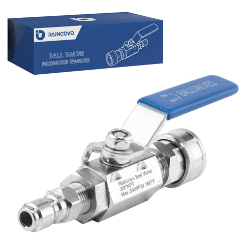 Raincovo ball valve for pressure washers enables powerful cleaning with reliable control.