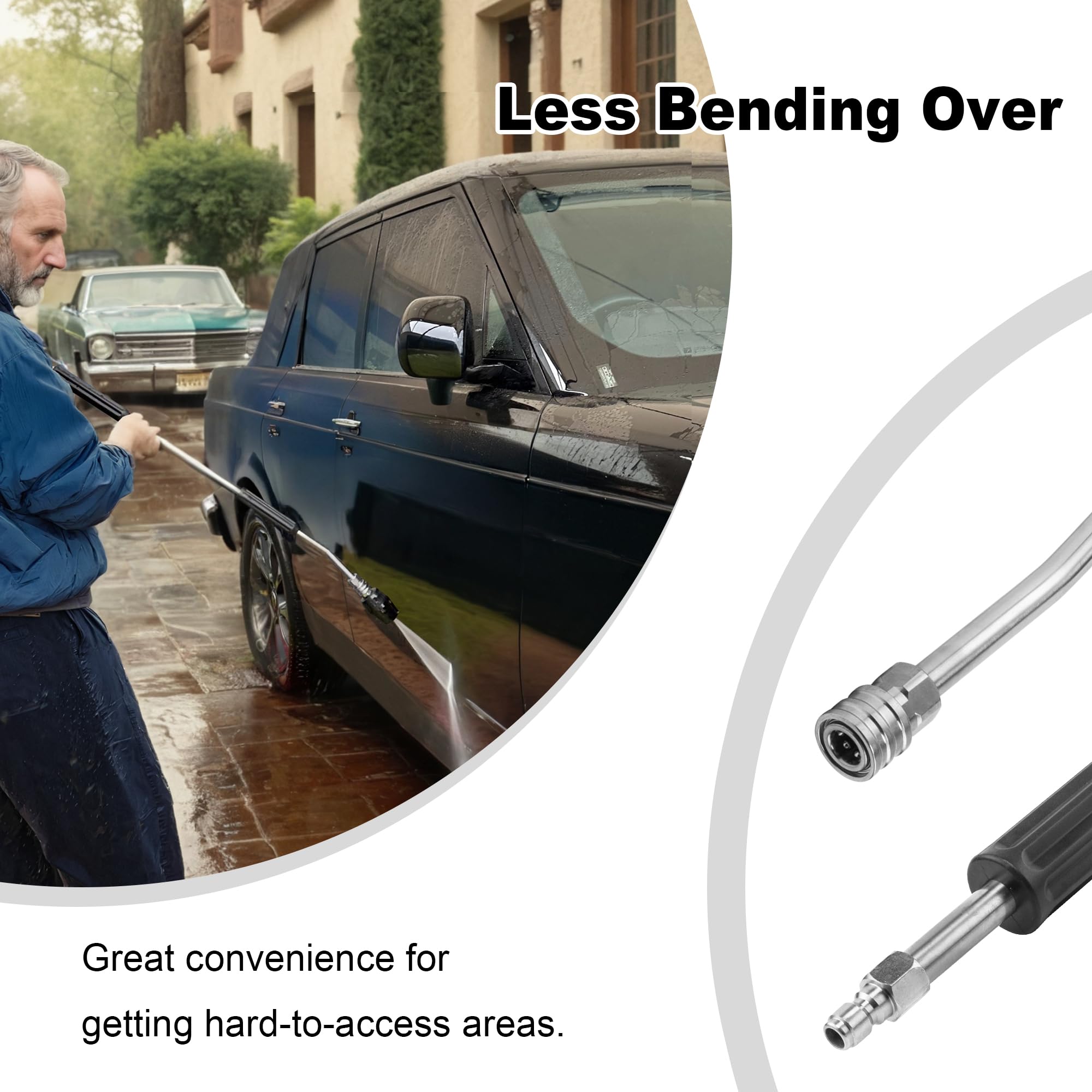 Raincovo angled 15-degree wand offers access under vehicles and into gutters.
