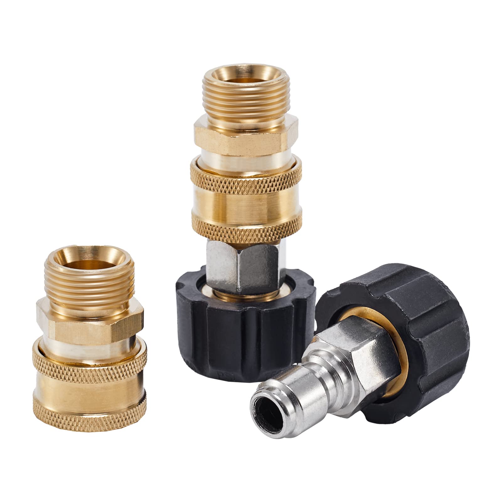 Set includes four adapters for versatile hose and gun connections.