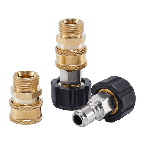 Set includes four adapters for versatile hose and gun connections.