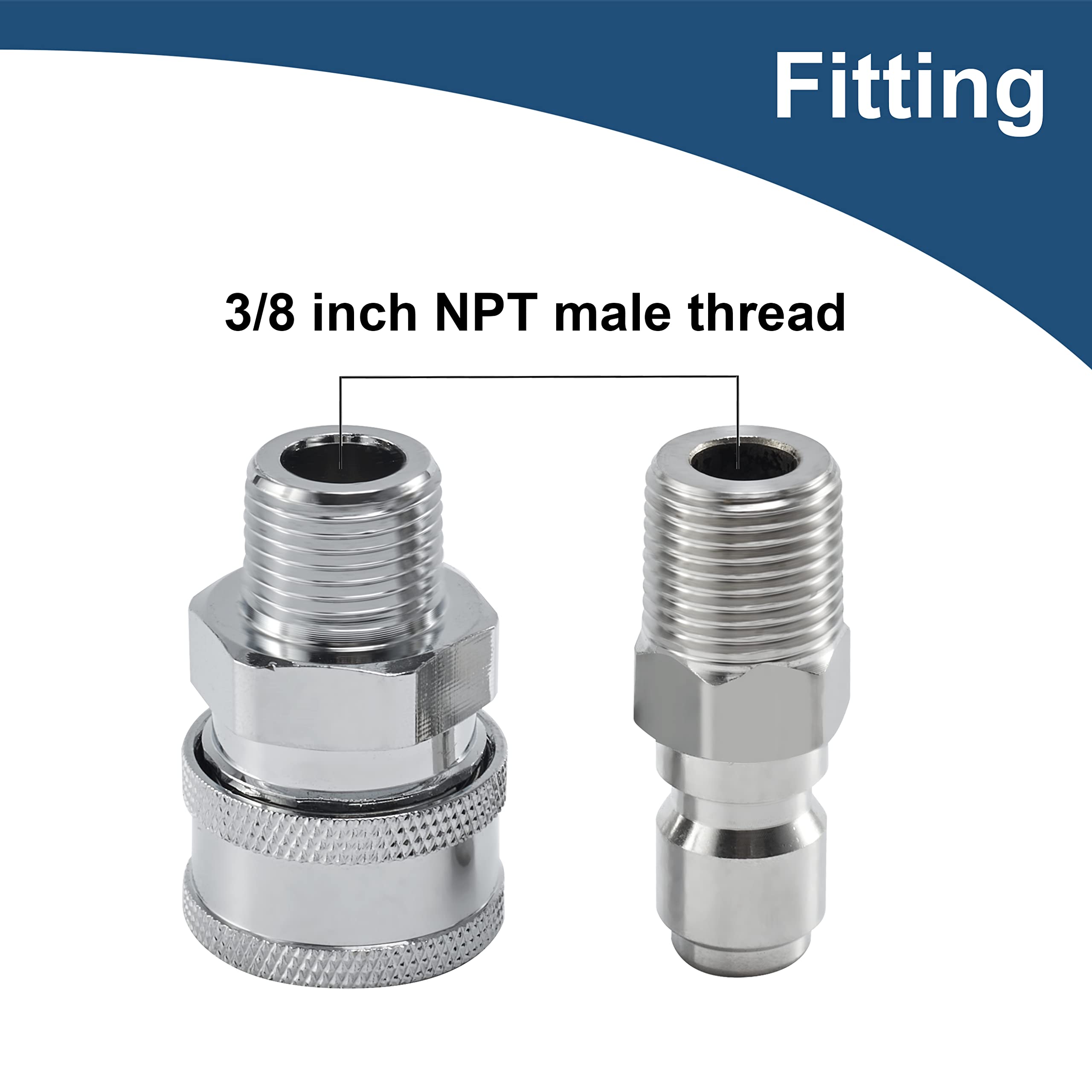 Raincovo 3/8 inch NPT male thread with precise threading.