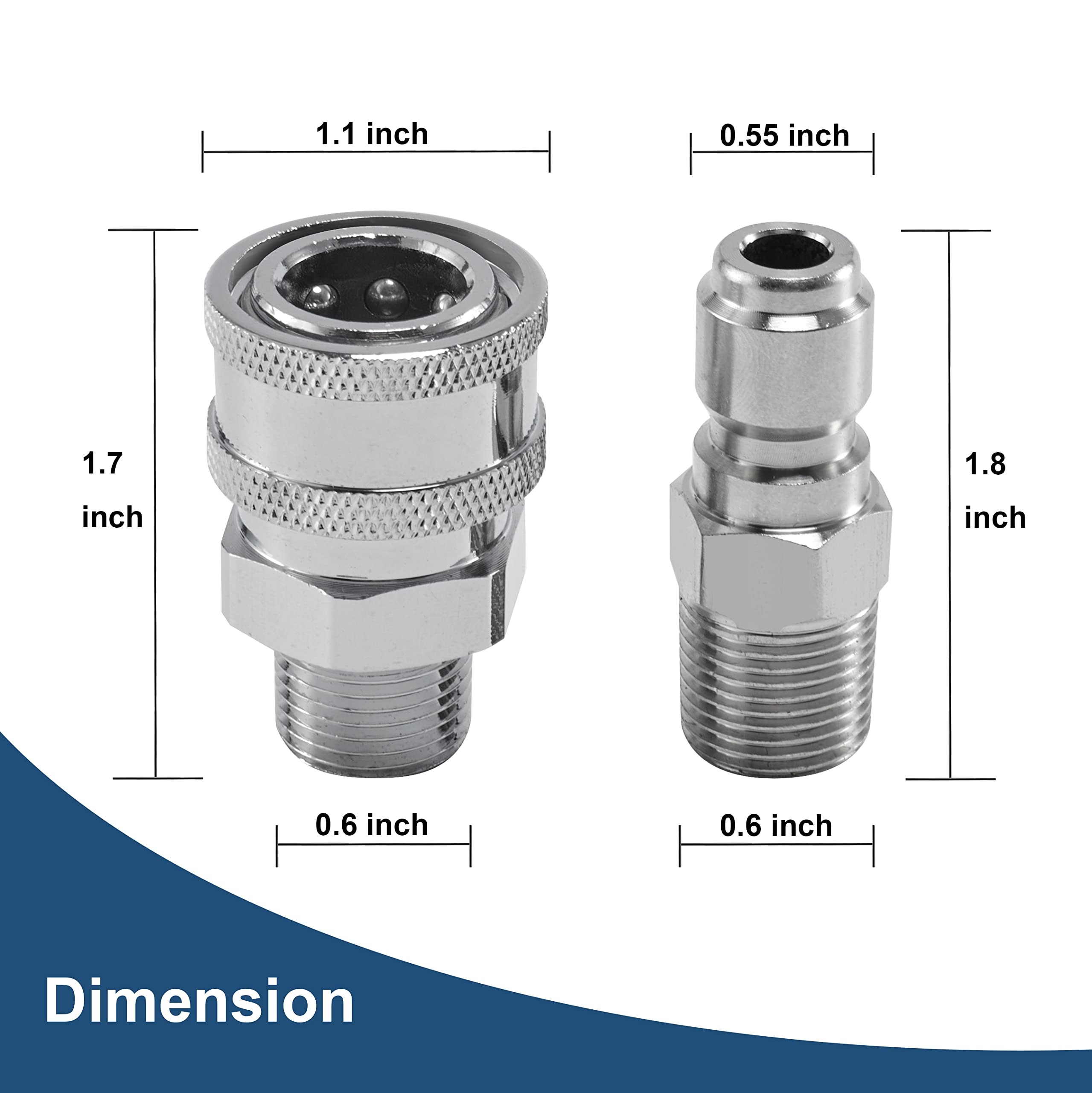 Raincovo pressure washer connectors designed for hot and cold water use.